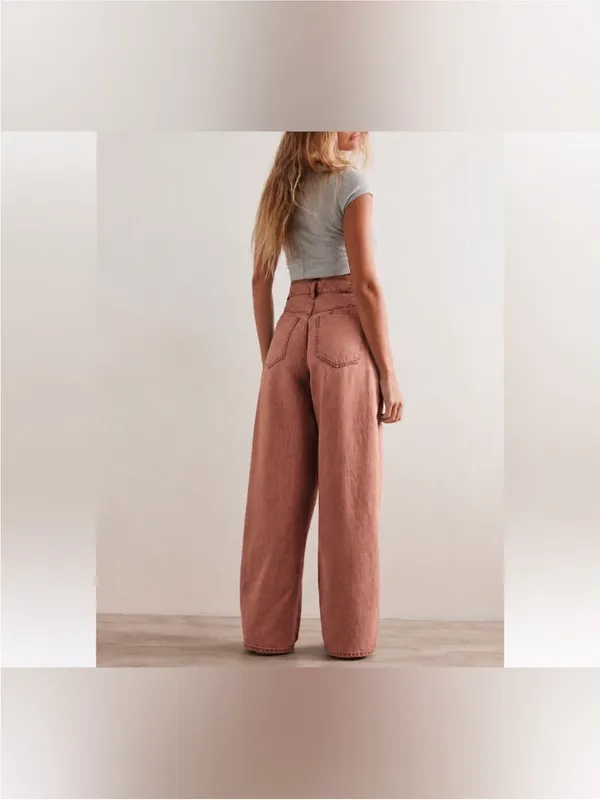 NWOT Free People We The Free CRVY Gia Wide-Leg Jeans - sand dune mauve - 27 - Image 4