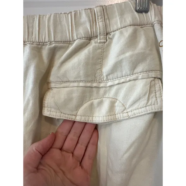 Anthropologie Pilcro Linen Cargo Pants Ivory Wide Leg NWT XL - Image 8