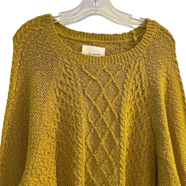 Lucky Brand Women's Cable Knit Crew Sweater Yellow Size S Casual Pullover‎ - Image 2