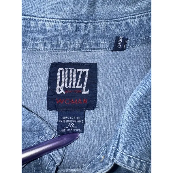 Vintage Quizz‎ Noahs Arc Shirt Women 20 Blue Jean Denim Button Up - Image 6