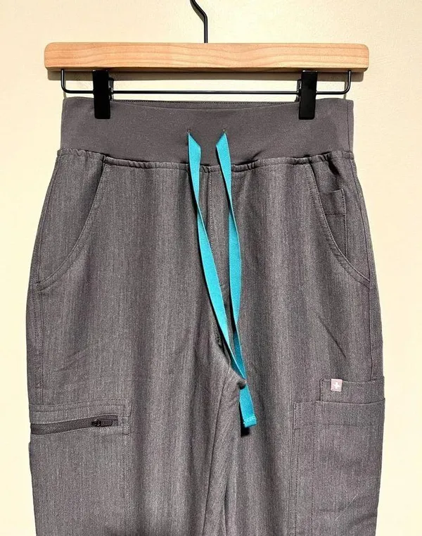 Figs High Waisted Yola Skinny Straight Leg Scrub Pants Graphite XS - Image 9