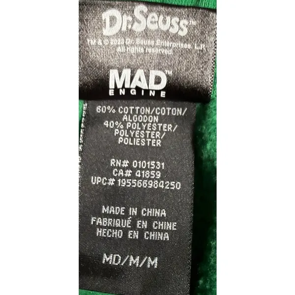 The Grinch Dr Seuss Mad Engine Green Red Christmas Sweatpants Size M - Image 4