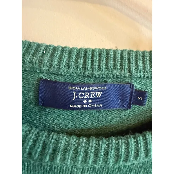 J Crew Green Lambswool Crewneck Pullover Sweater Size‎ S - Image 2