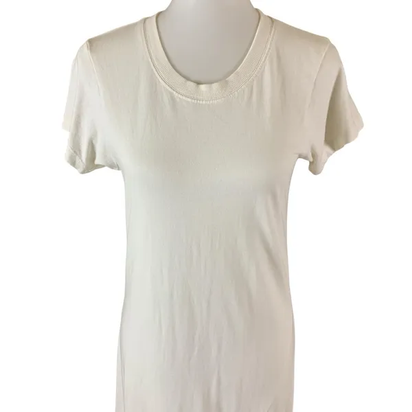 L Space Ivory Short Sleeve Maxi‎ T Shirt Dress With Slit S/M - Image 3