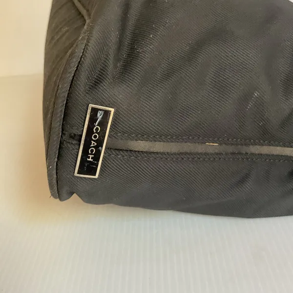 Vintage Coach F3K-9321 Black Twill Leather Trim Tote Shoulder Bag Y2K - Image 7