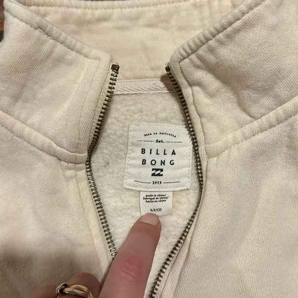 BILLABONG CREAM QUARTER ZIP PULLOVER SWEATSHIRT - Image 2