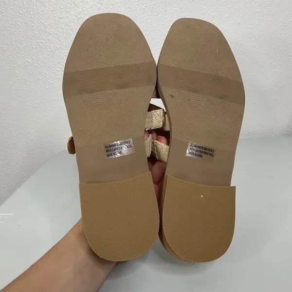 DV Dolce Vita Falcun Woven Raffia Fisherman Slide‎ Sandals Beige Gold Buckle 7.5 - Image 6