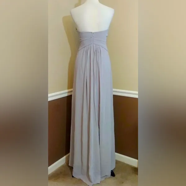 Minuet Maxi Dress Gray Pleated Chiffon Strapless Formal Gown Small from Modcloth - Image 5
