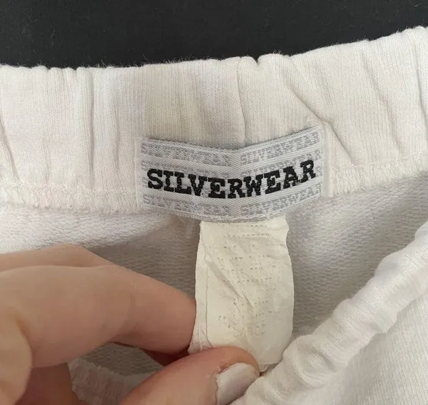 Silverwear White Elastic Waist Cotton Pants L wide leg pockets casual light - Image 3
