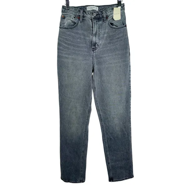NWT Abercrombie & Fitch Curve Love The ‘90s Baggy Low Rise Gray Jeans Size 26 2 - Image 2