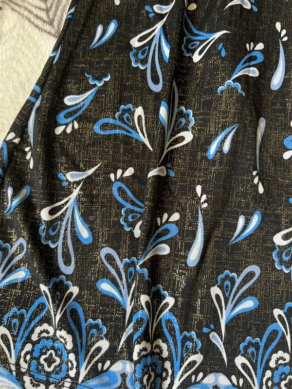 Y2k vintage blusón Black Halter Neck Print Dress with Blue Accents - Image 5