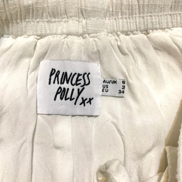 Princess Polly White Linen Blend Wide Leg Elastic Waist Pull On Lined Pants - Image 5