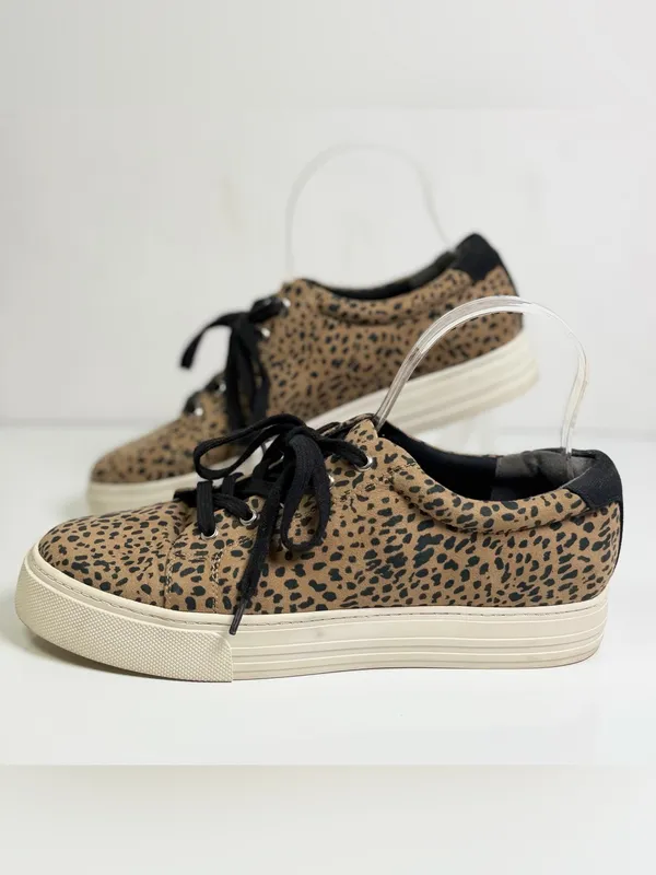 BC Footwear Support Women’s Sz 9 Leopard Cheetah Platform Sneakers Vegan Suede - Image 2