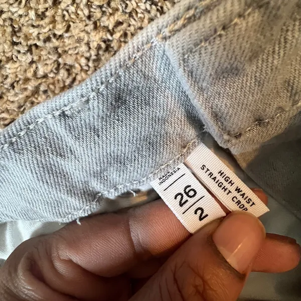 LOFT Womens Light Grey High Waist Straight‎ Crop Denim Jeans Size 26 2 - Image 3