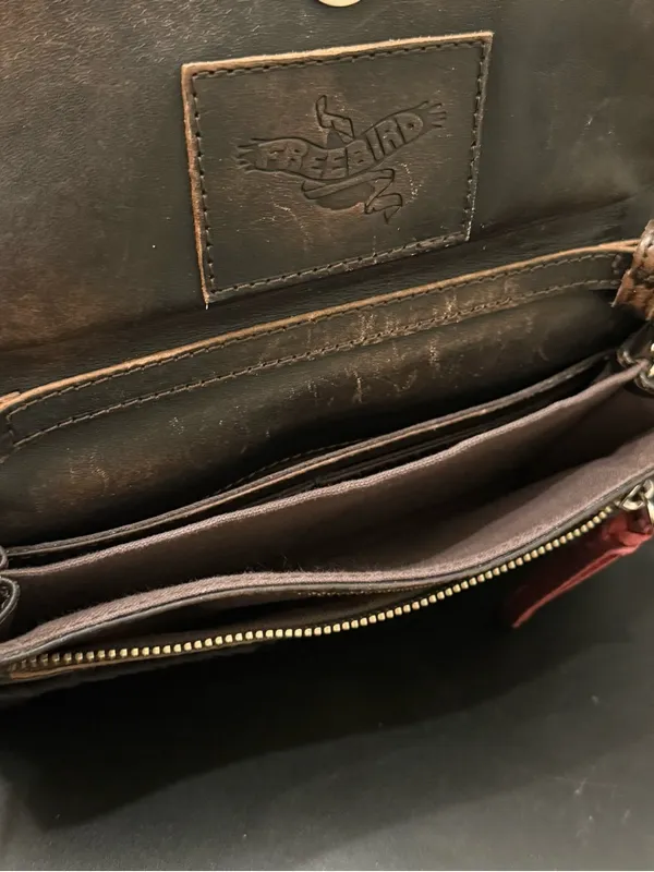 FREEBIRD By Steven Lola Black Calf Hair Leather Wallet Clutch Crossbody Bag - Image 6