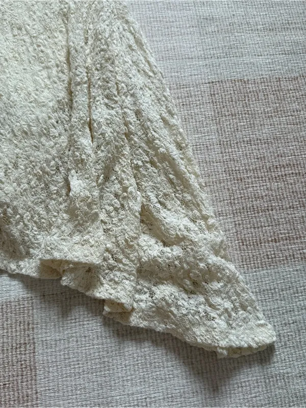 Abercrombie & Fitch Cream Lace Asymmetrical Handkerchief Hem Dress Small NWOT - Image 2