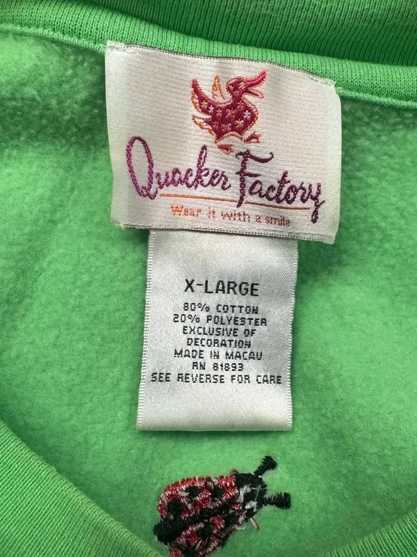The Quacker Factory Green Embellished Ladybug Crewneck Sweatshirt Women’s XL - Image 2
