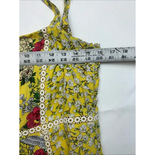 Farm Rio size small petite cantonal lace Yellow Floral Square-Neck Maxi Dress - Image 7