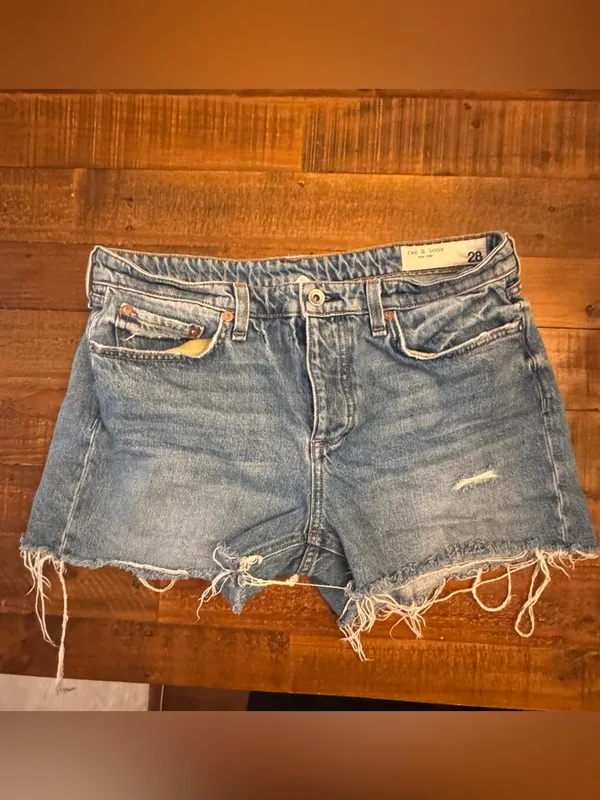 RAG & BONE Dre Low‎ Rise Distressed Denim Shorts - Image 2