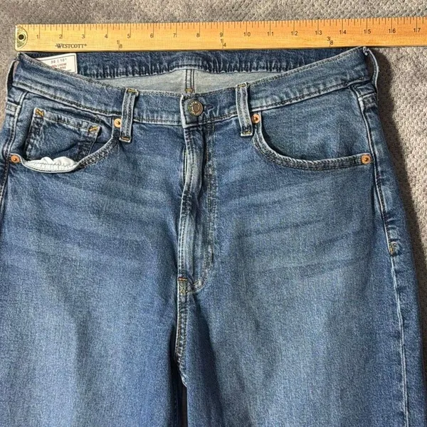 GAP ’90s Loose High Rise Jeans 10/30 Tall Medium Wash Straight Leg Side Slit Hem - Image 7