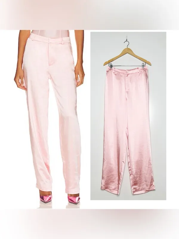 Good American Bubble Pink Satin Trousers Dress Pants Size 6/28 - Image 2