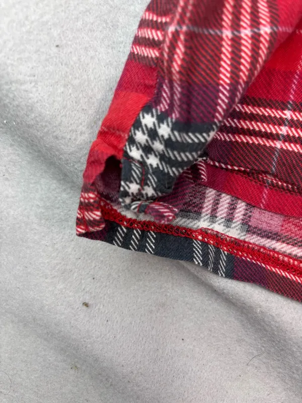 PINK Victoria's Secret XS Spellout Red Plaid Boxer Lounge Shorts with Gold Logo - Image 3