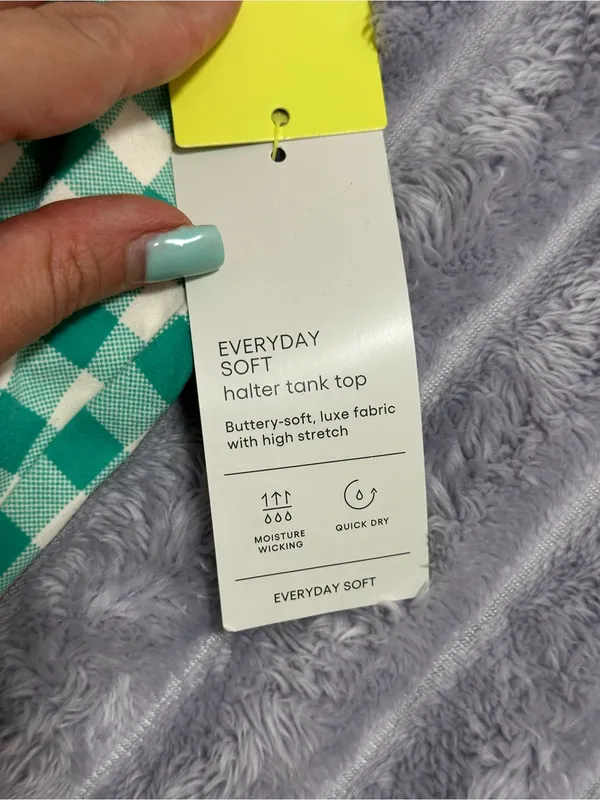 All in Motion Everyday Soft Halter Tank Top — Green Plaid — Size S - Image 2