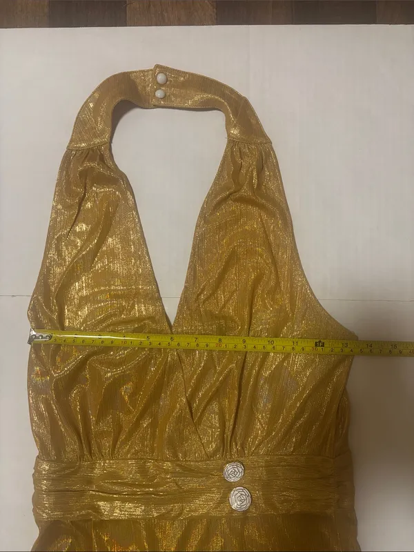 Gold Halter Wide-Leg Jumpsuit S NWOT Fall Halloween Costume Cosplay EDM Rave - Image 5