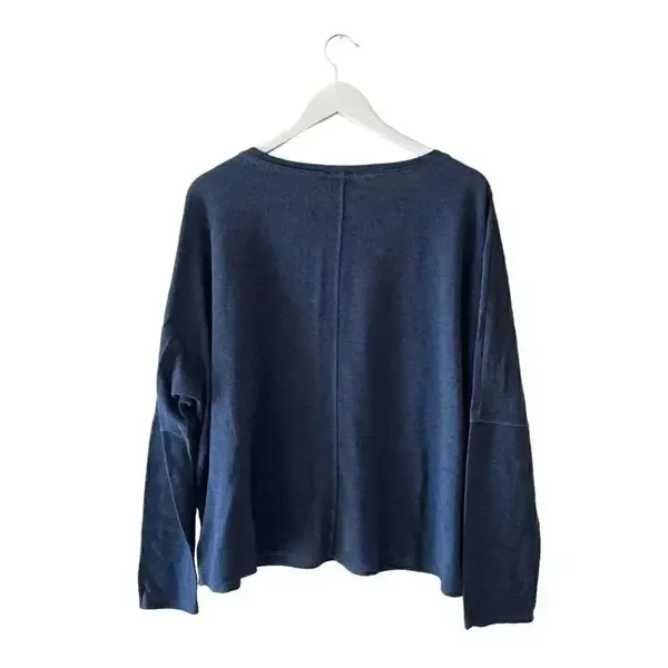 H by Bordeaux Blue Navy Soft Boat Neck Dolman Long Sleeves SZ L - Image 2