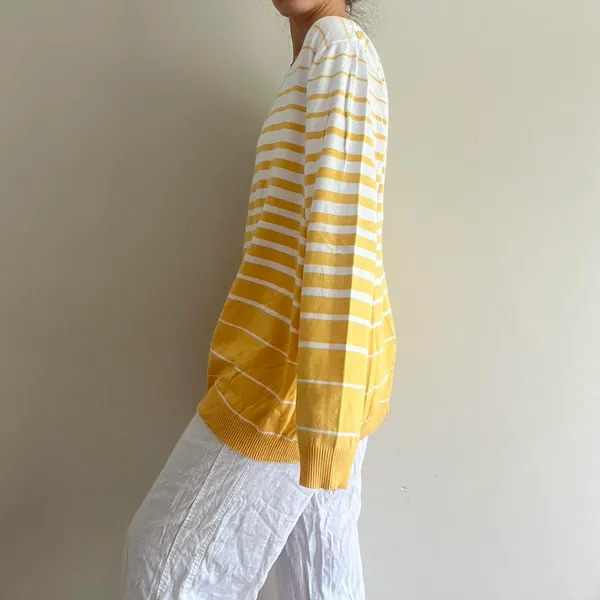 Isaac Mizrahi Yellow White Striped Sweater 2x - Image 2
