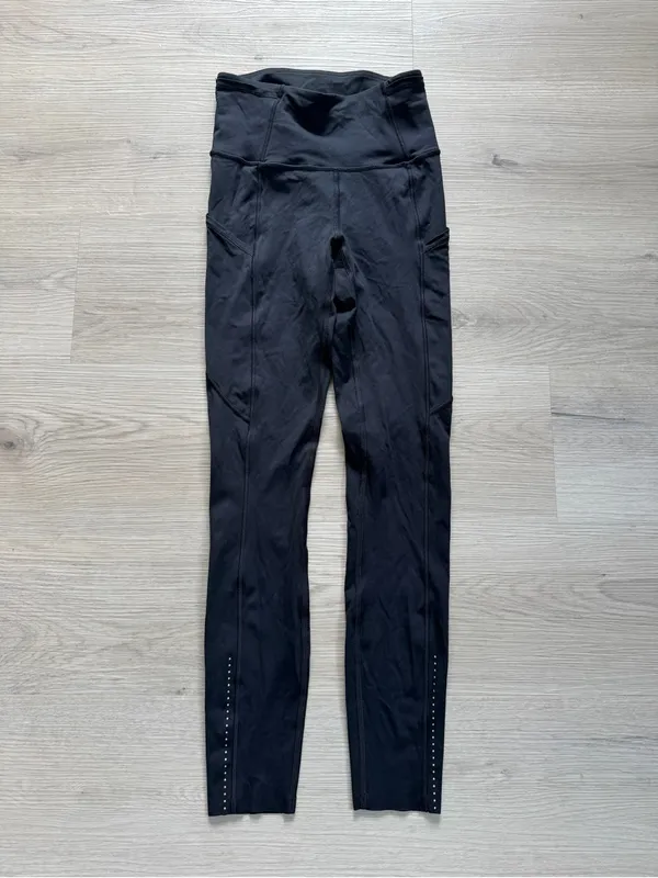 Lululemon Fast and Free black reflective running leggings - Image 2