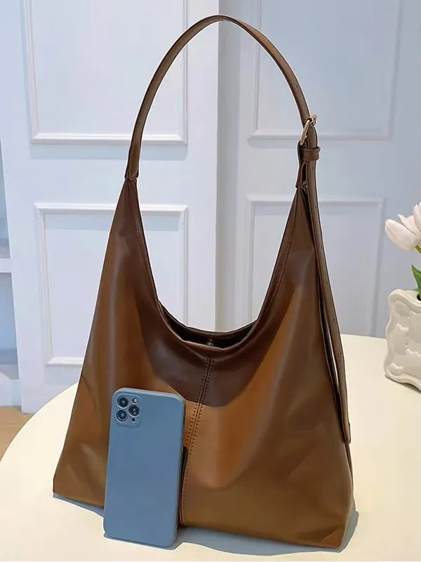 Tan Brown faux Leather large adjustable strap shoulder Tote bag - Image 6