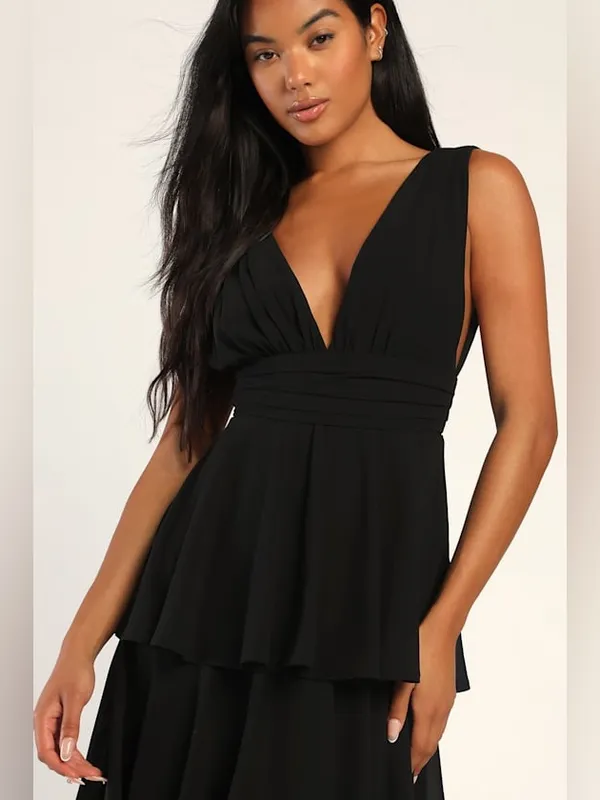 LULU’S Amazing Evening Black Tiered Maxi Dress - Image 5