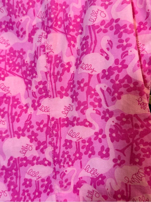 Vintage Lilly Pulitzer White Tag Pink Flamingo Dot Print Logo Mini Dress H2F - Image 4