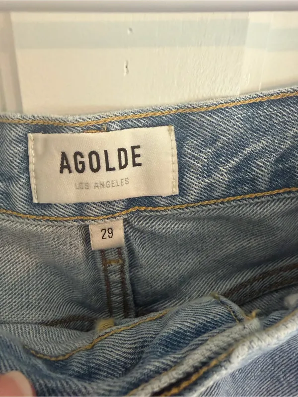AGOLDE Parker‎ Denim Shorts Size 29 High Rise Distressed Raw Hem Button Fly - Image 8