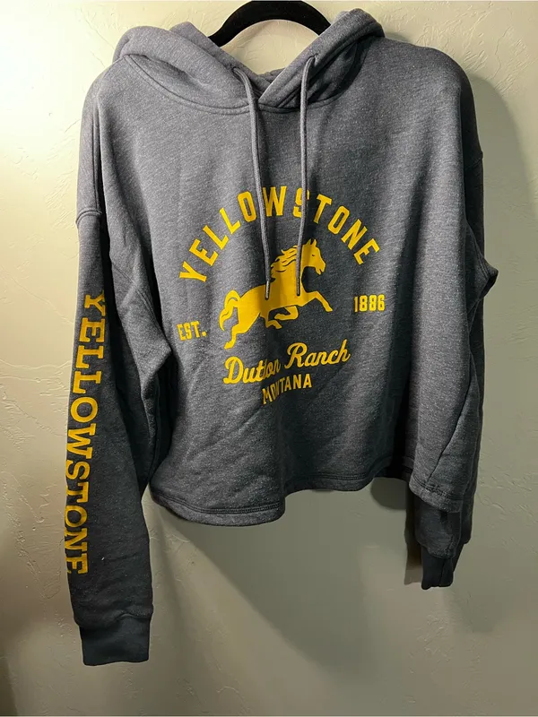 Wrangler x Yellowstone Dutton Ranch Cropped Graphic Hoodie Sweatshirt - Image 2
