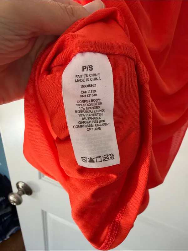 NWOT Garage Red Orange Draped Bodycon Mini Dress Size Small - Image 4