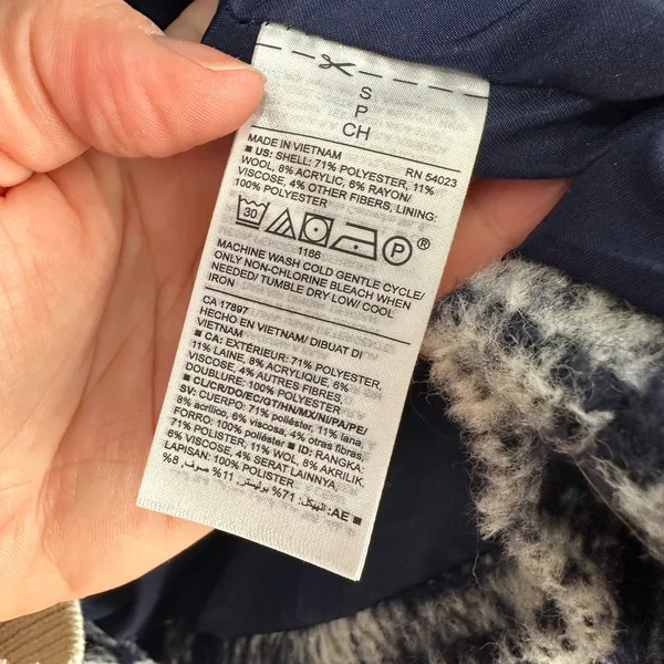 Old Navy Peacoat Women Small Plaid‎ Wool Blend Double Breasted Preppy Academia - Image 4