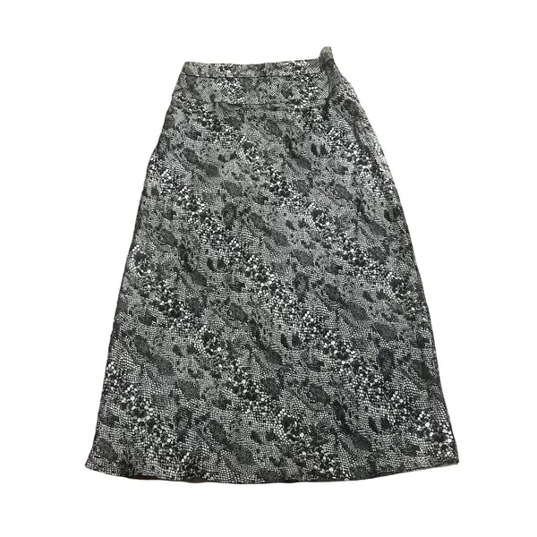 Free People Women's Midi Satin Slip Skirt Snake Skin Print Size 6 Gray - Image 3
