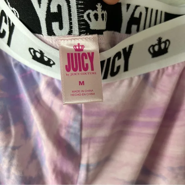 Juicy Couture | 2 Set Shorts Black & Lilac Swirl NWT Size M - Image 2