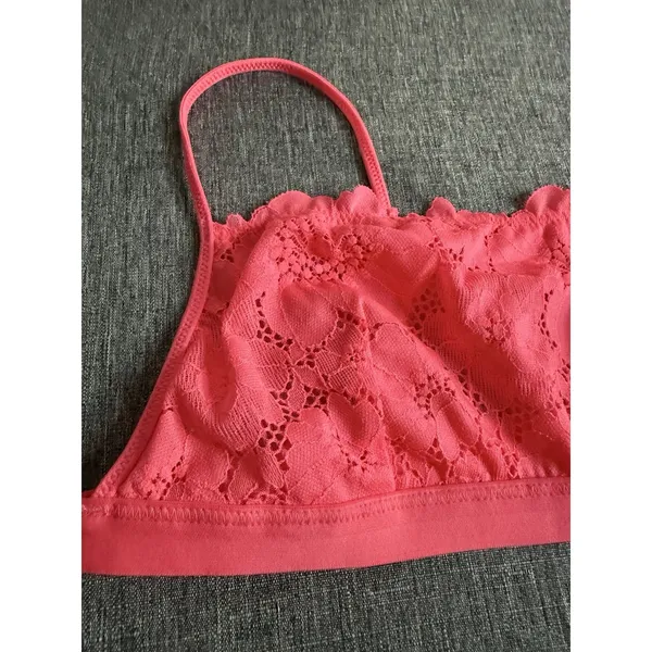 Aerie Bright Pink Floral Lace Bralette Women's Sz M Festival Romance Concert - Image 2