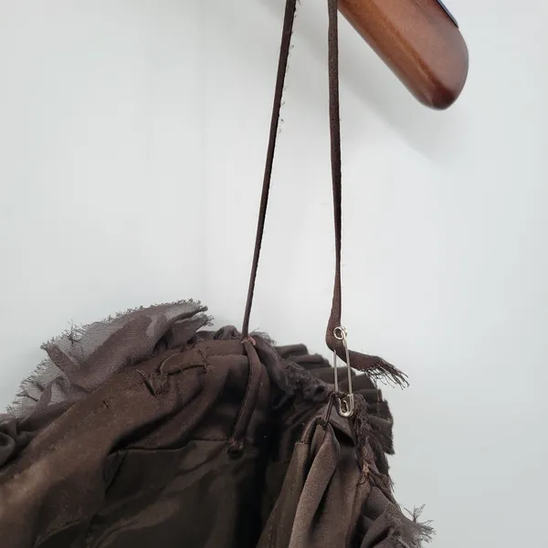 Badgley Mischka Evening Gown Dress Size 8 Brown Pleated Empire Waist Lace Bodice - Image 11