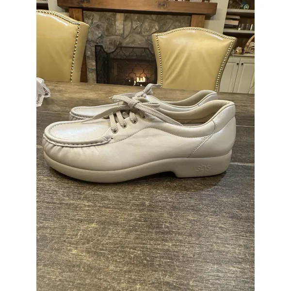 SAS Shoes Womens Siesta Lace Up Loafer Leather‎ Moccasin Comfort Pearl Size 9 N - Image 3