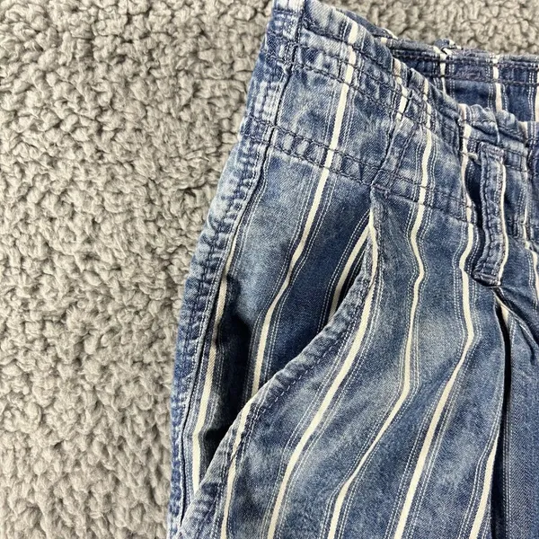 American Eagle Shorts Women 6 Blue White Striped‎ Pleated Paperbag Waist Boho - Image 11