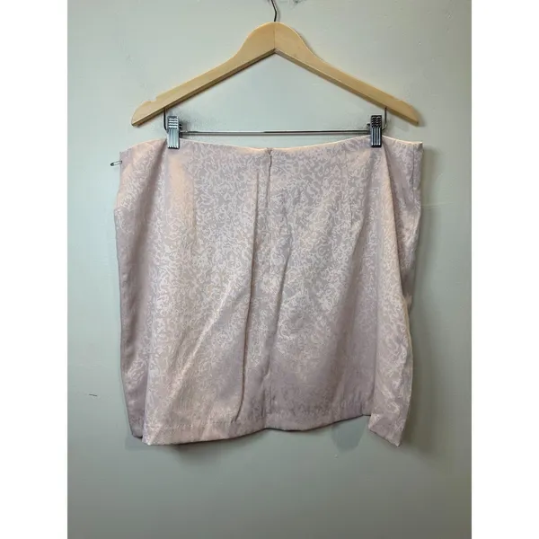 House of Harlow 1960 Mini Skirt Womens XL Pink Jacquard Slit Satin - Image 2