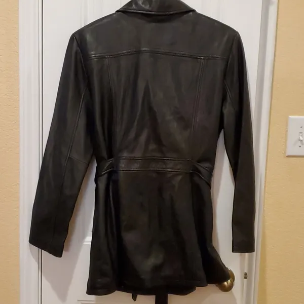 Nine West Black Leather Jacket with BeltSize L - Image 6