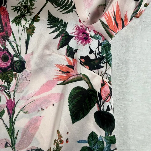 Banana Republic XS‎ Pink Floral Bird Print Long Sleeve Blouse NWT 268329-00-1 - Image 8