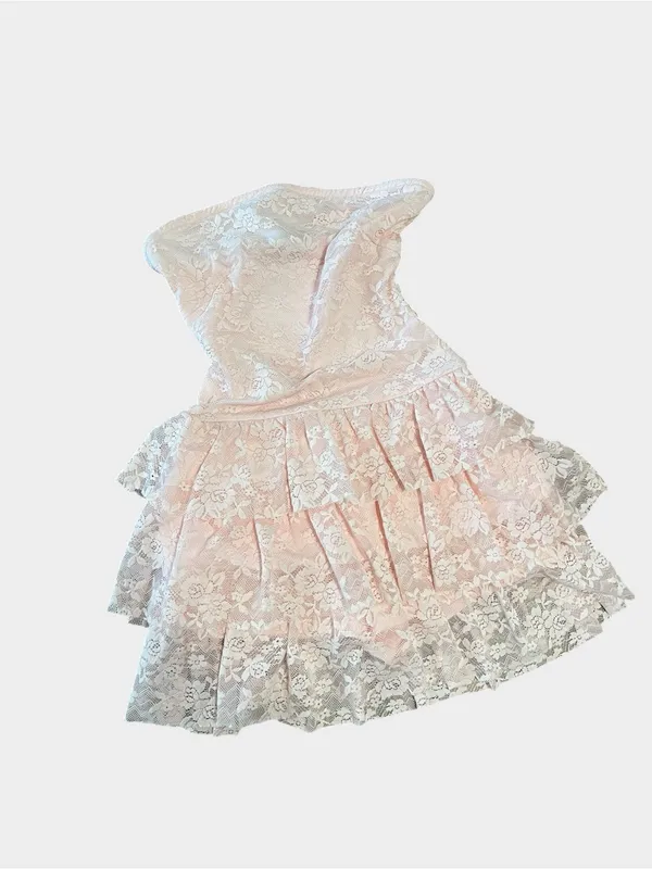 NWT White Fox New Idea Strapless Lace Mini Dress Baby Pink Small - Image 2