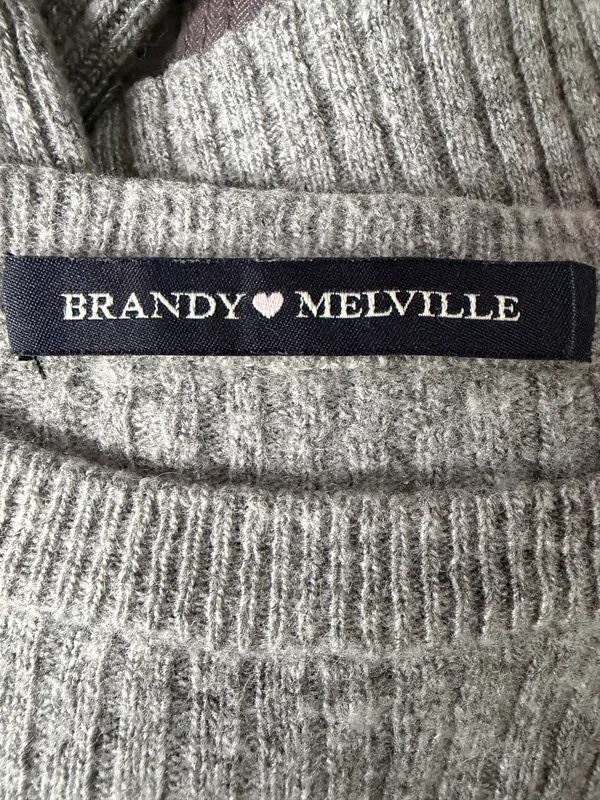 Brandy Melville Gray Heathered Ribbed Knit Cropped Sweater Wool Cashmere - Image 4