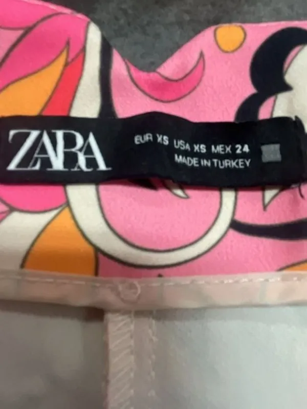 Zara Paisley and Floral 70s Style Dress Pants Pink Orange White Black Size XS - Image 5